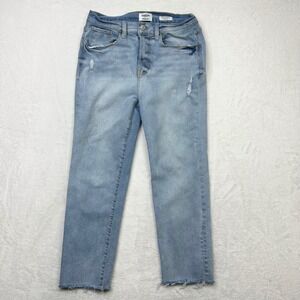 Kensie Vintage Luxe High Rise Stovepipe Distressed Jeans Womens 8/29 Light Blue
